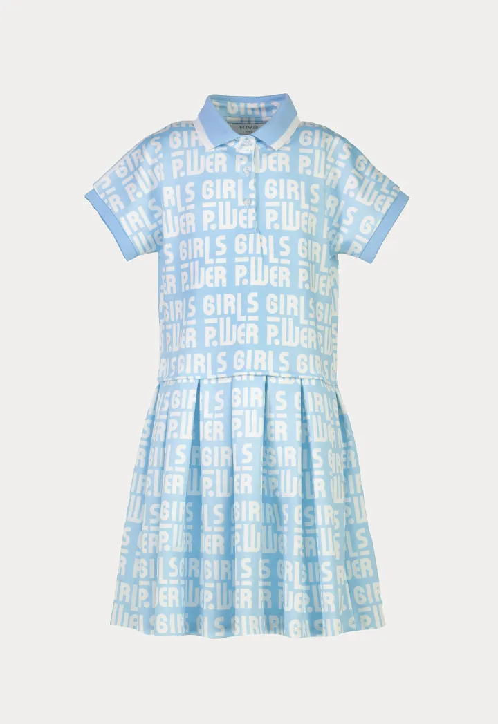 Powerpuff Girls Collared Dress with All Over Print