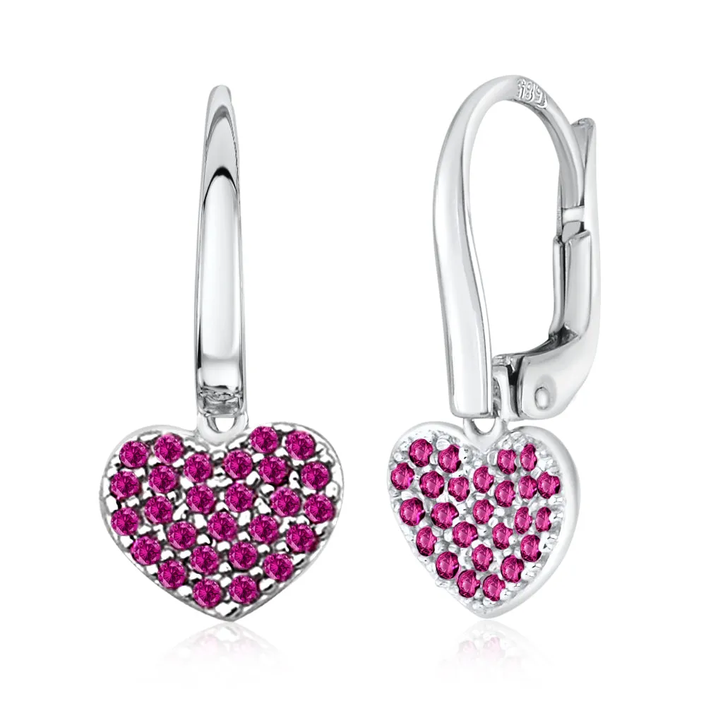 14k Gold Heart Earrings with CZ Pave