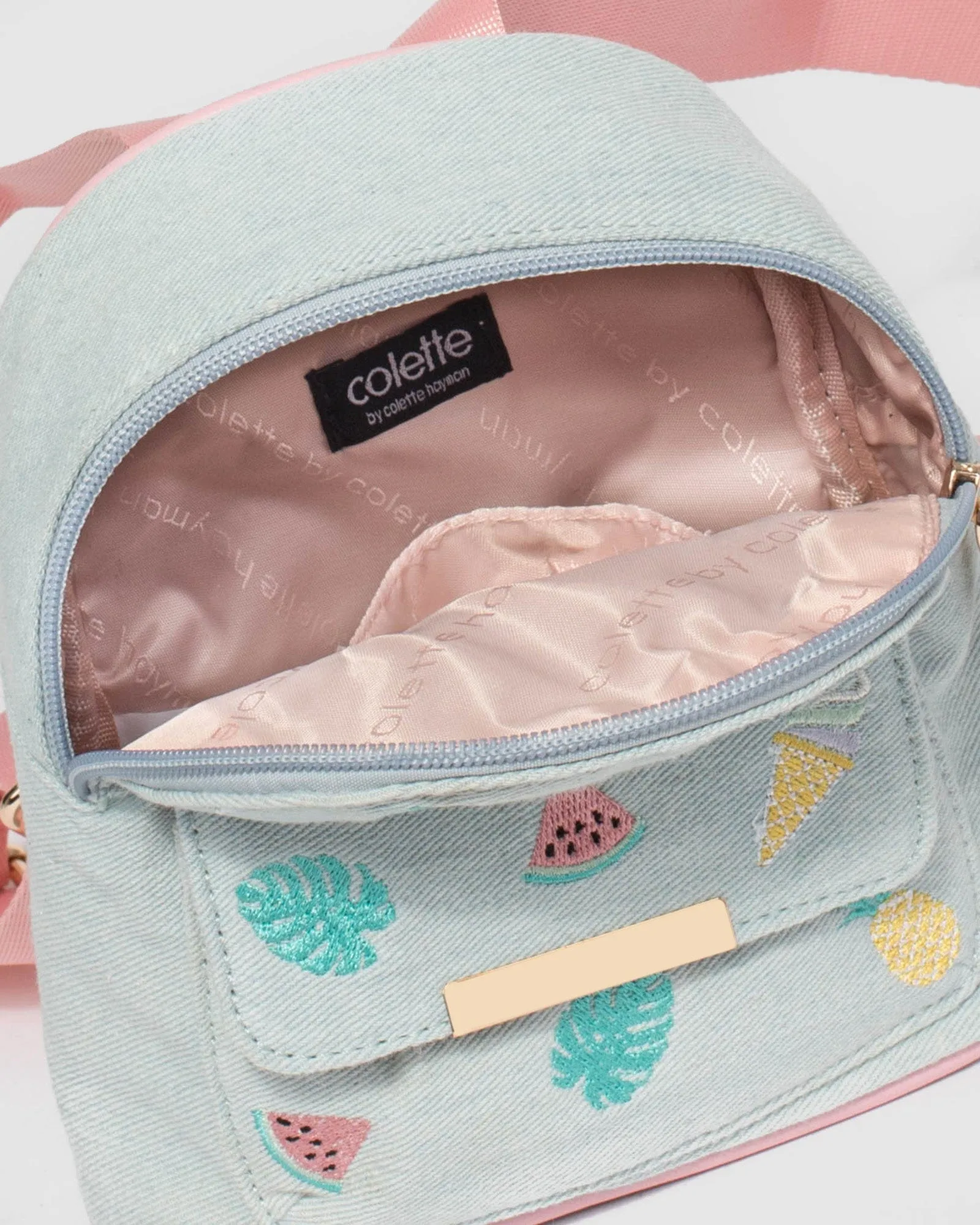 Denim Kids Embroidered Backpack