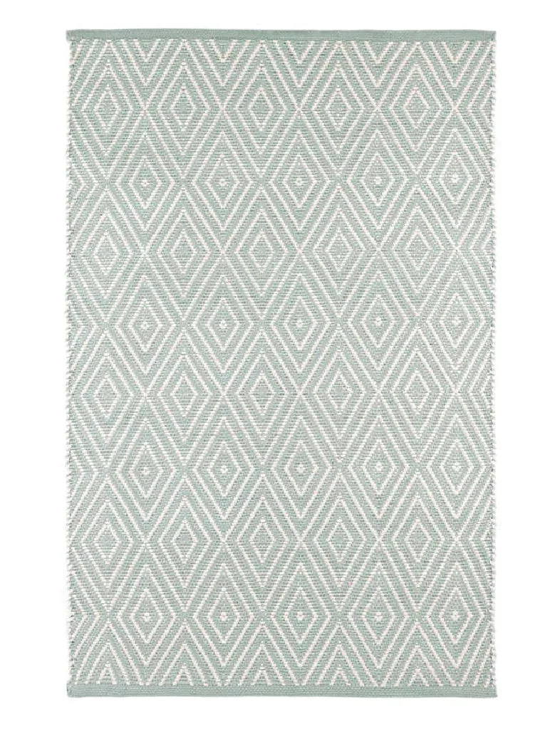 Annie Selke Handwoven Diamond Light Blue/Ivory Indoor/Outdoor Rug