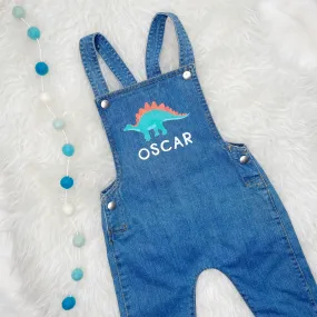 Dinosaur Personalised Baby/Kids Denim Dungarees