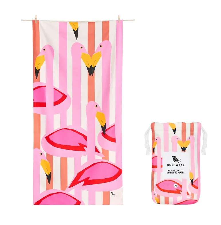 Large Quick Dry Towels for Children with Flamboyant Flamingo Design