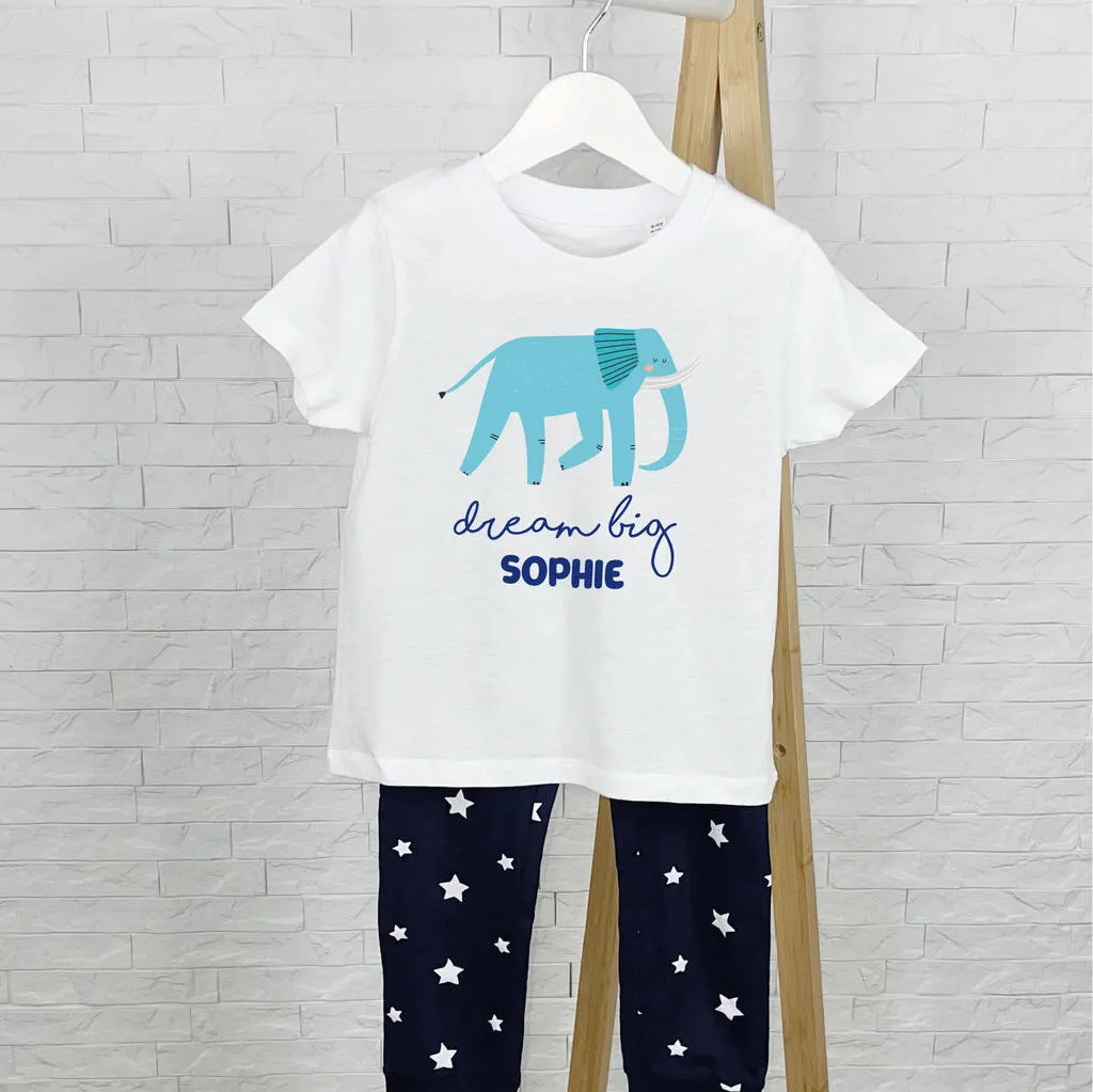 Dream Big Personalised Kids Elephant Pyjamas