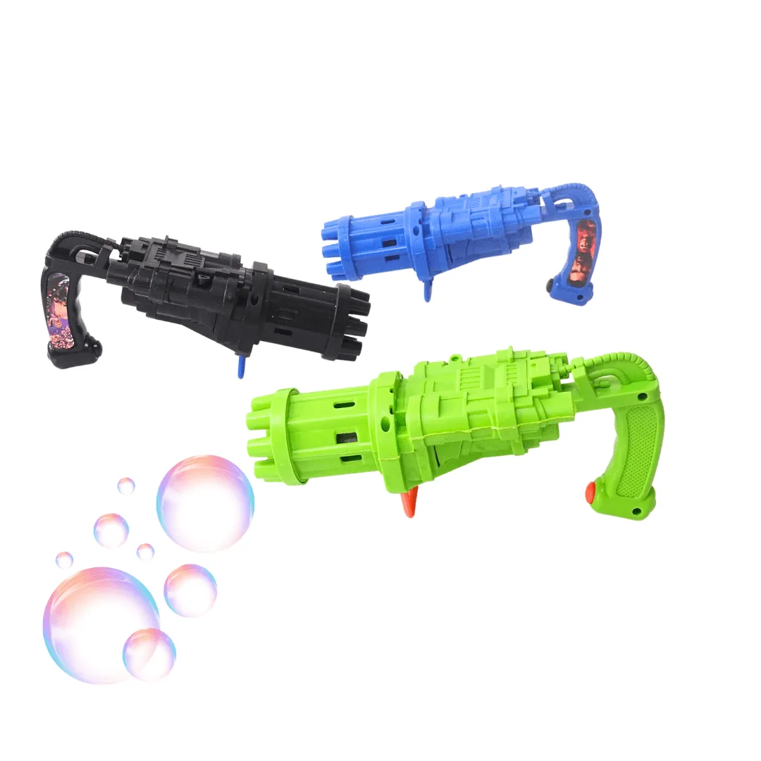 Electric 8 Hole Gatling Bubble Gun with Soap Solution for Kids