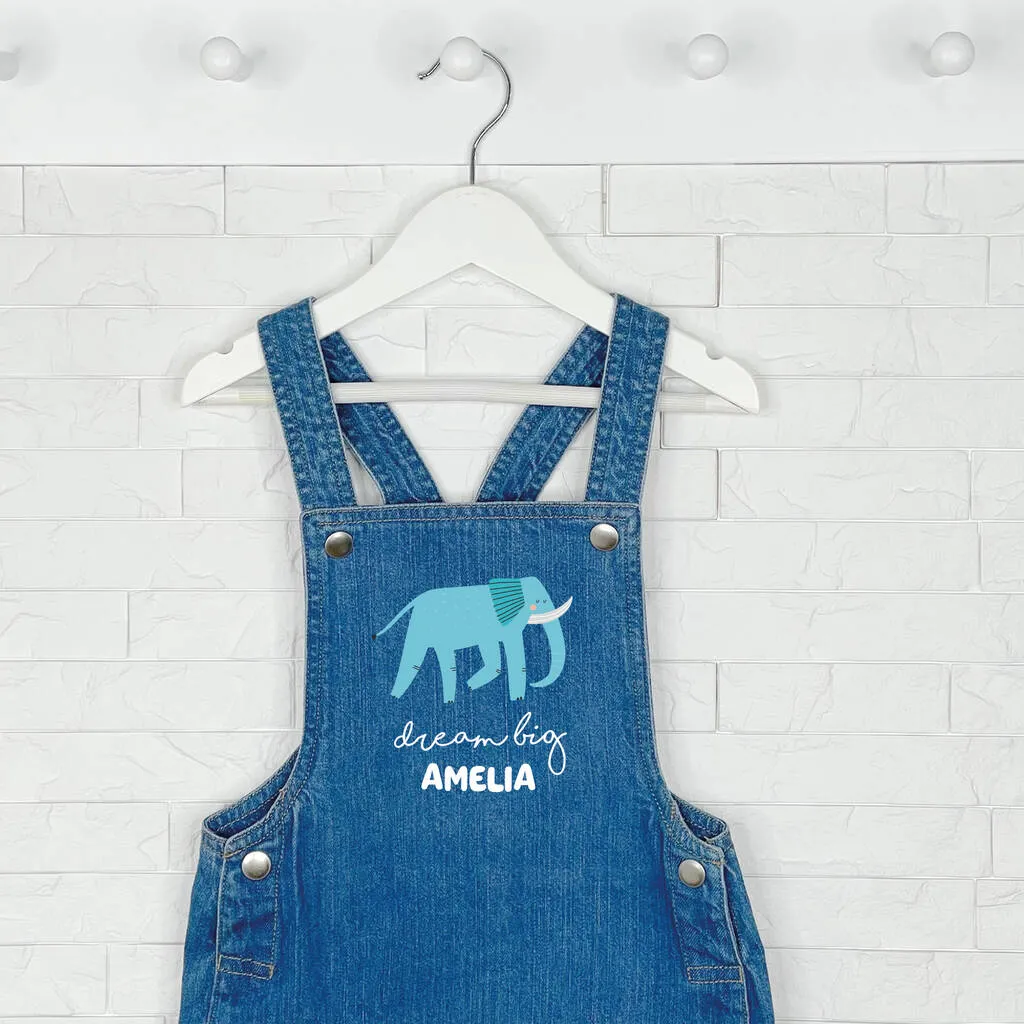 Elephant Dream Big Personalised Baby/Kids Dungarees