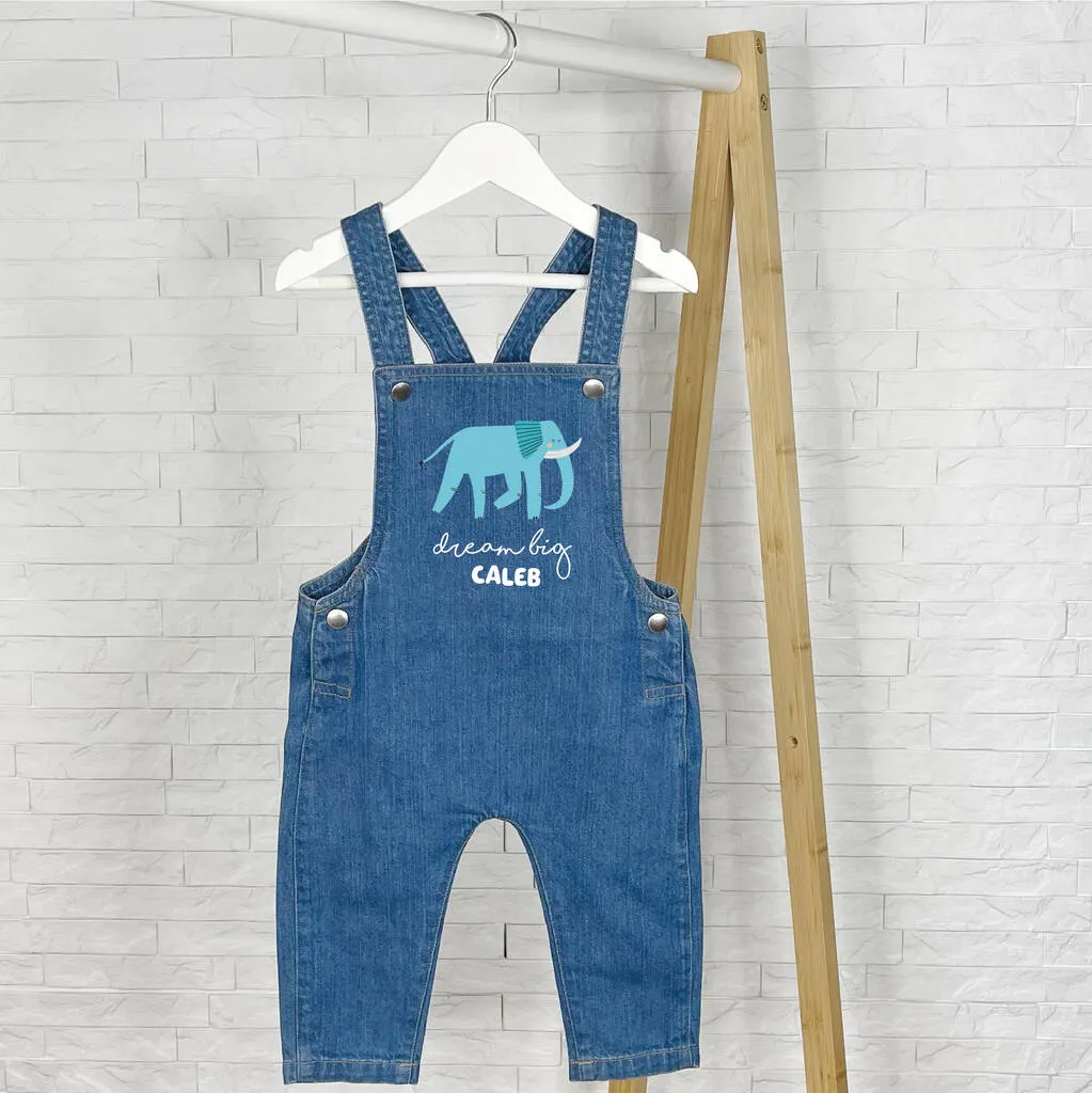 Elephant Dream Big Personalised Baby/Kids Dungarees