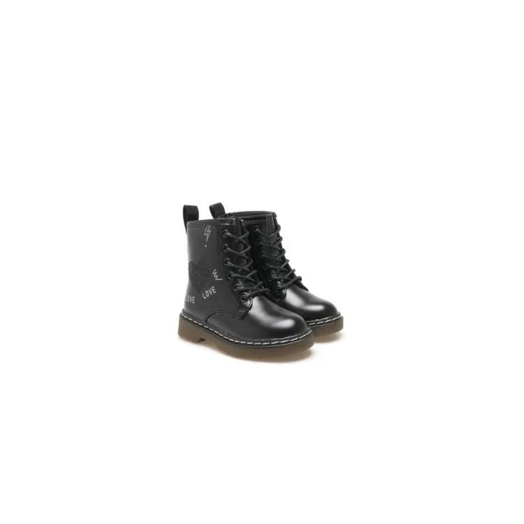 Youth Energy 306 Black Ankle Boots With Zip and Laces