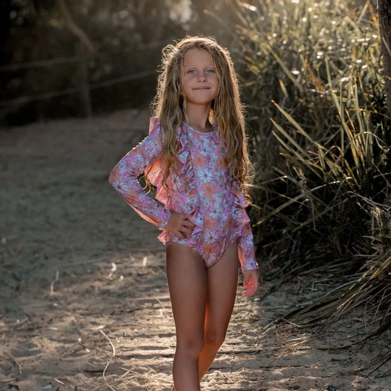 Fernleigh Avenue - Tessa Kids Long Sleeve Solid Back Swimsuit