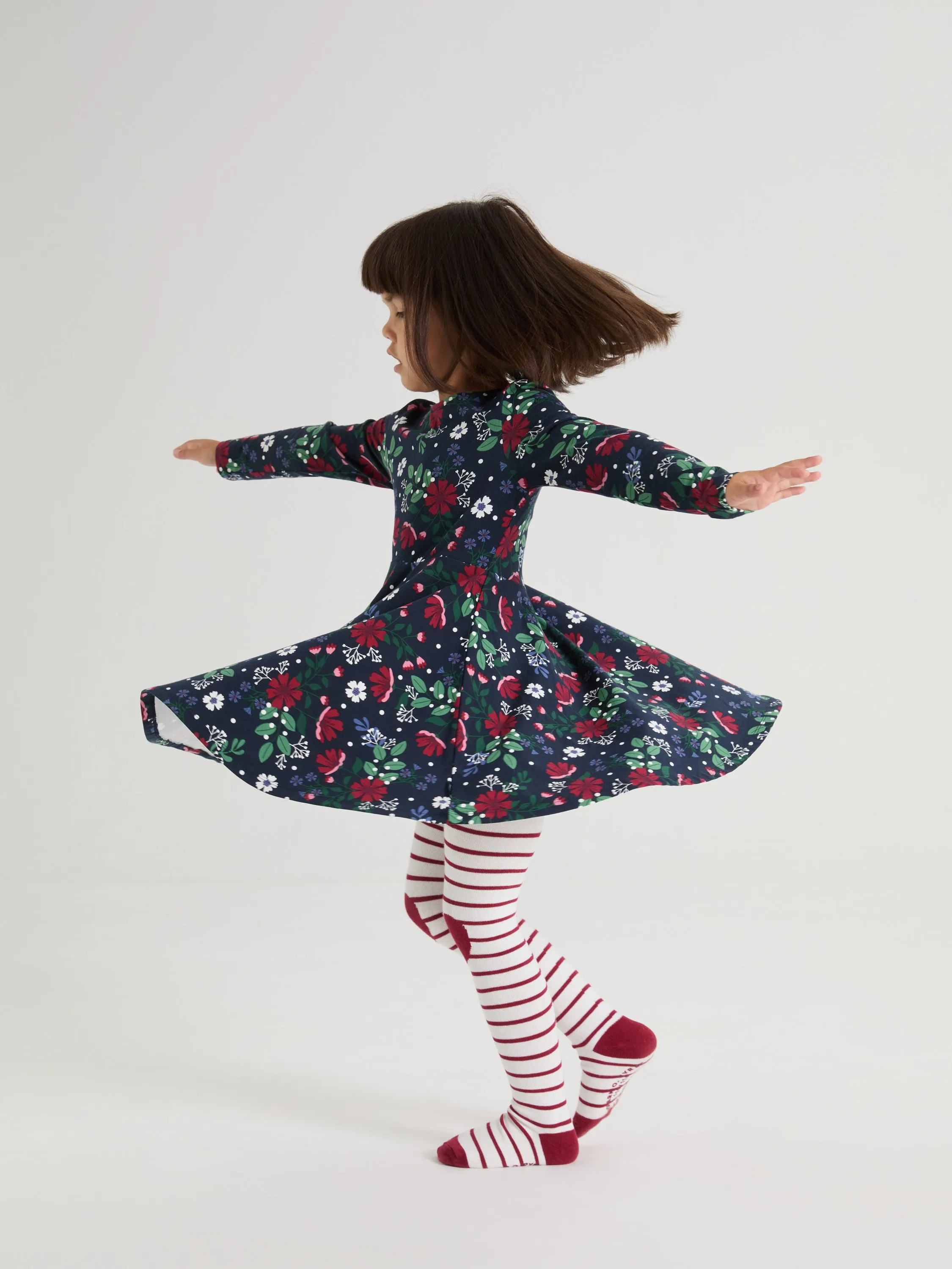 Festive Floral Print Kids Dress