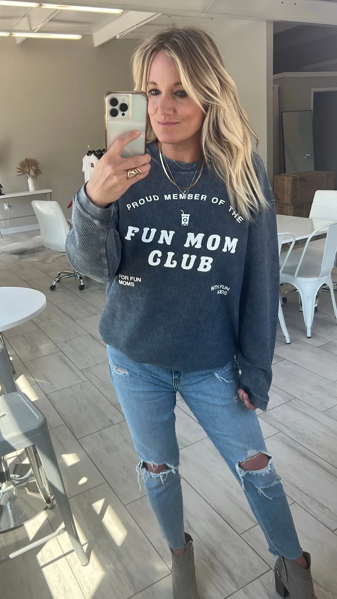 CORDED SWEATSHIRT F+S FUN MOM CLUB