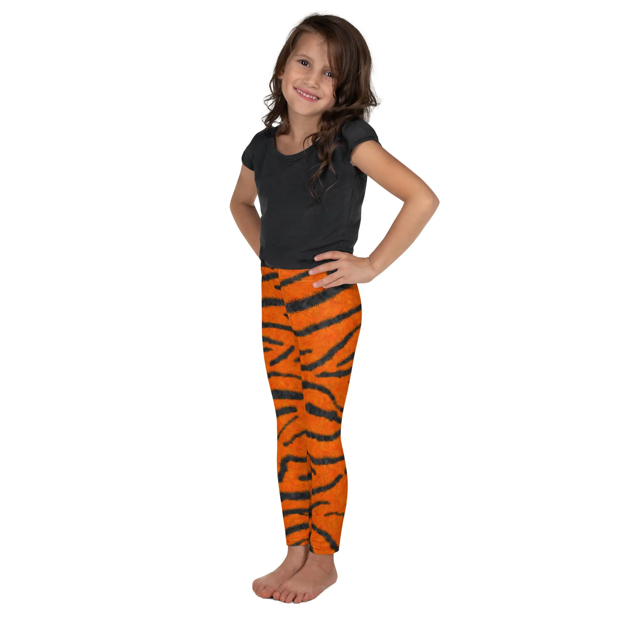 Fuzzy Tiger Stripe Print Kids' Leggings