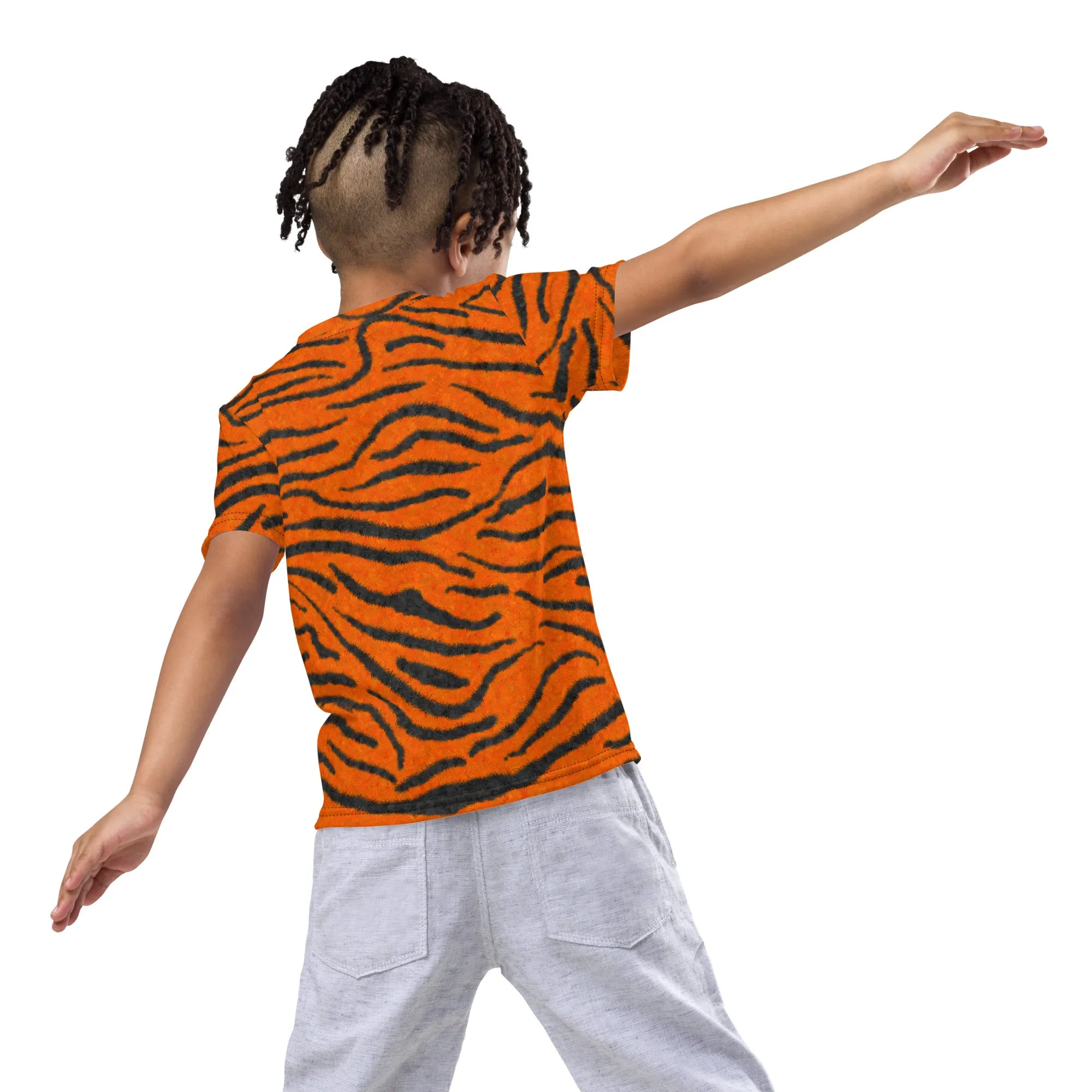 Fuzzy Tiger Stripe Print Kids' T-shirt