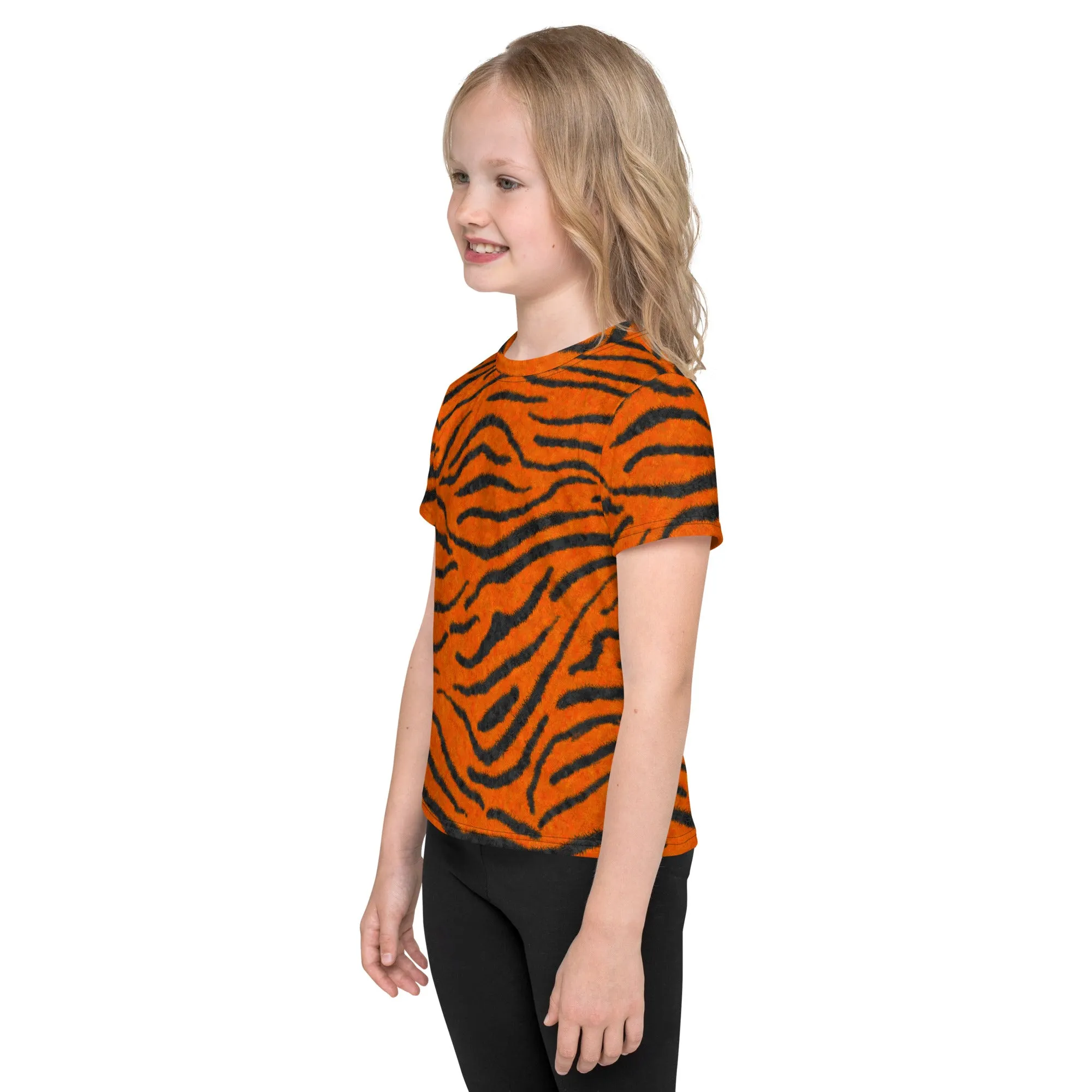 Fuzzy Tiger Stripe Print Kids' T-shirt