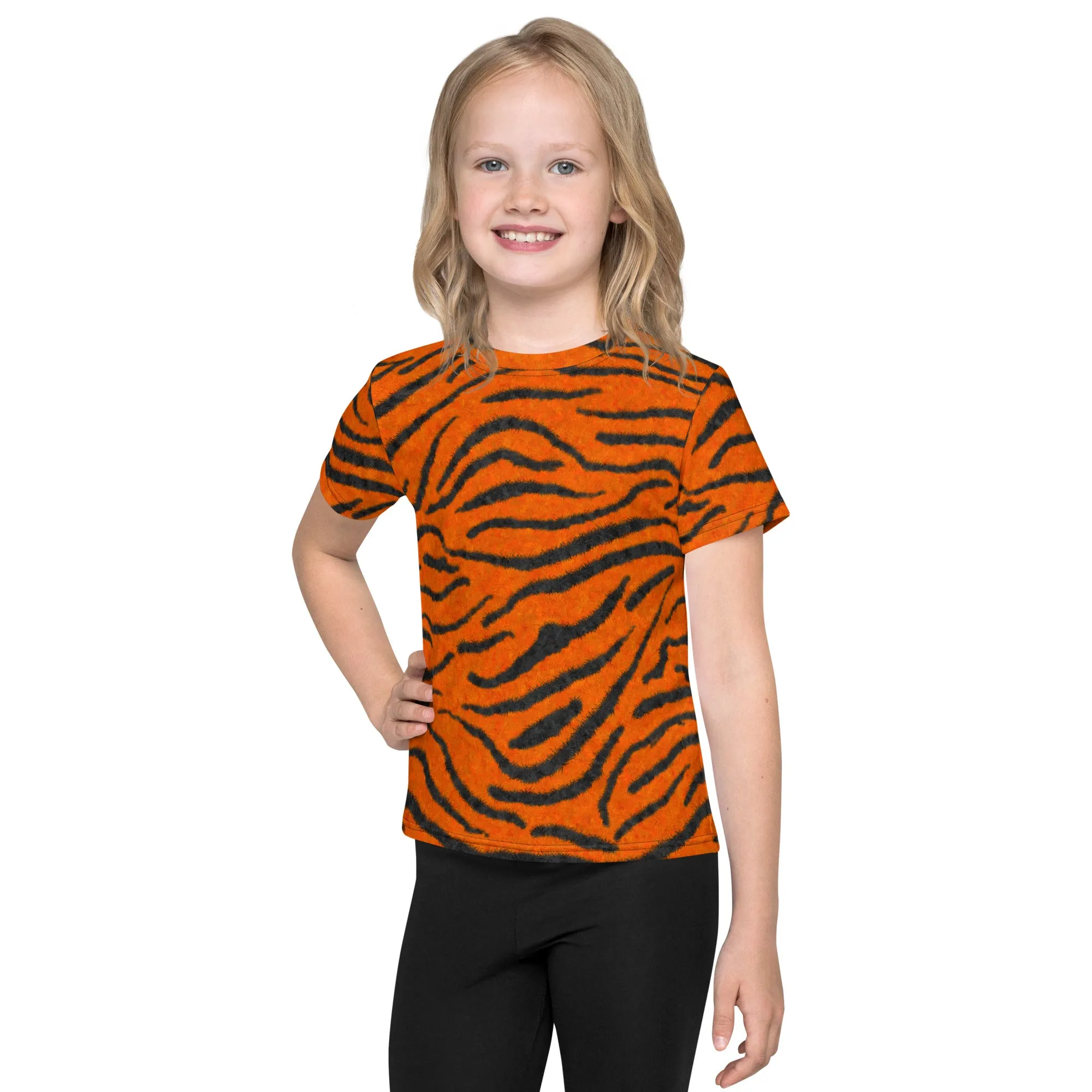 Fuzzy Tiger Stripe Print Kids' T-shirt