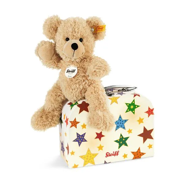 Fynn Beige Steiff Plush Teddy Bear in Stars Suitcase for Kids