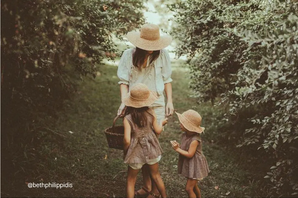 Gaia Summer Hat available in 2 sizes: Mum, Daughter, and Son