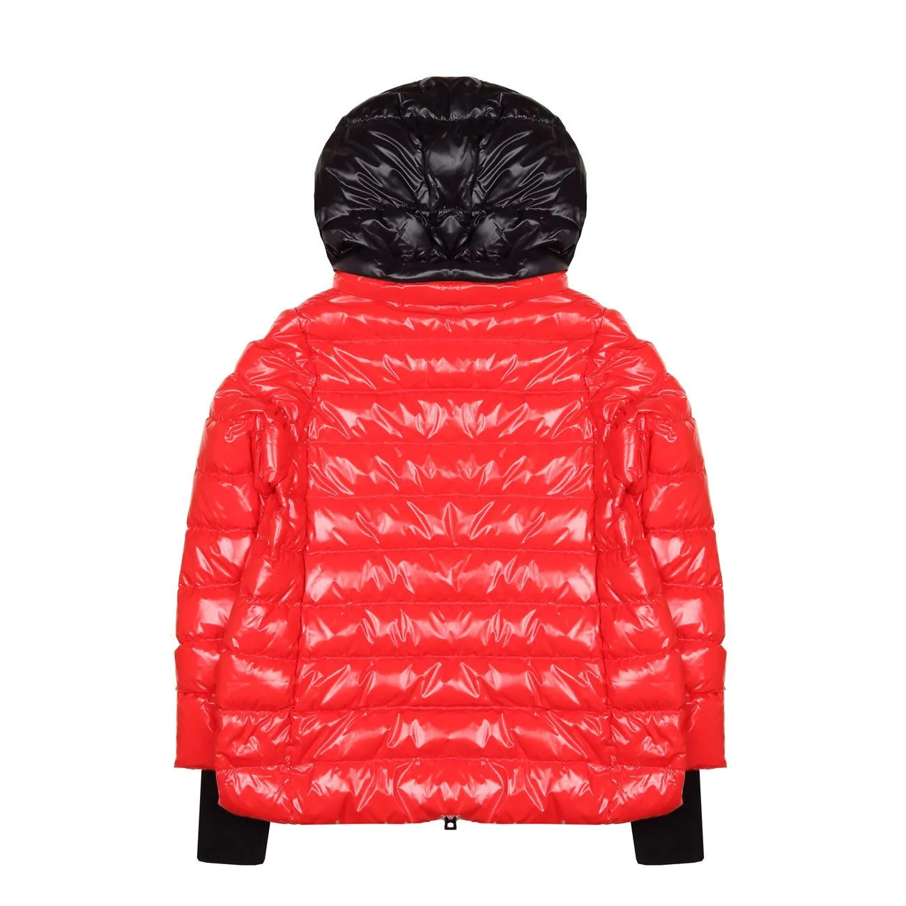 Laque' Kids Jacket with Removable Hood and Wool Cuffs in Red Black for Girls