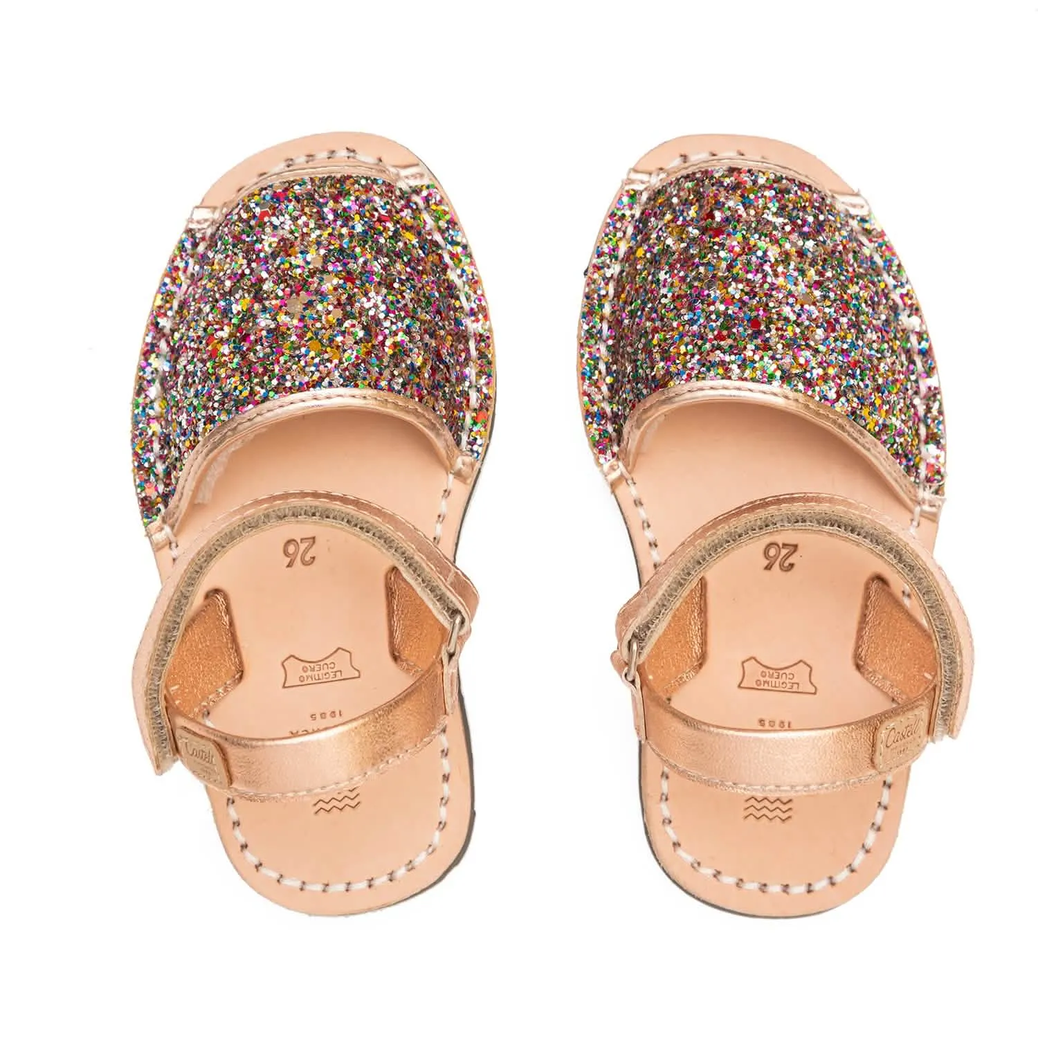 Iker 1002R Glitter Leather Open Toe Kids Sandal