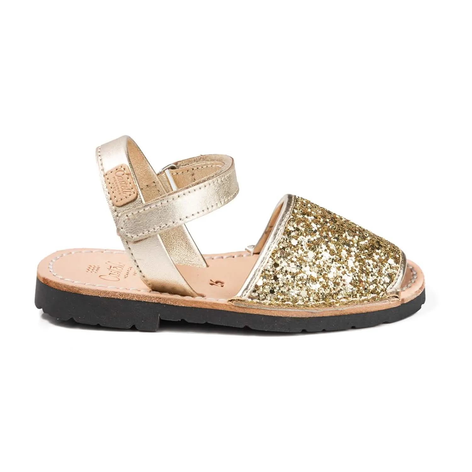 Iker 1002R Glitter Leather Open Toe Kids Sandal