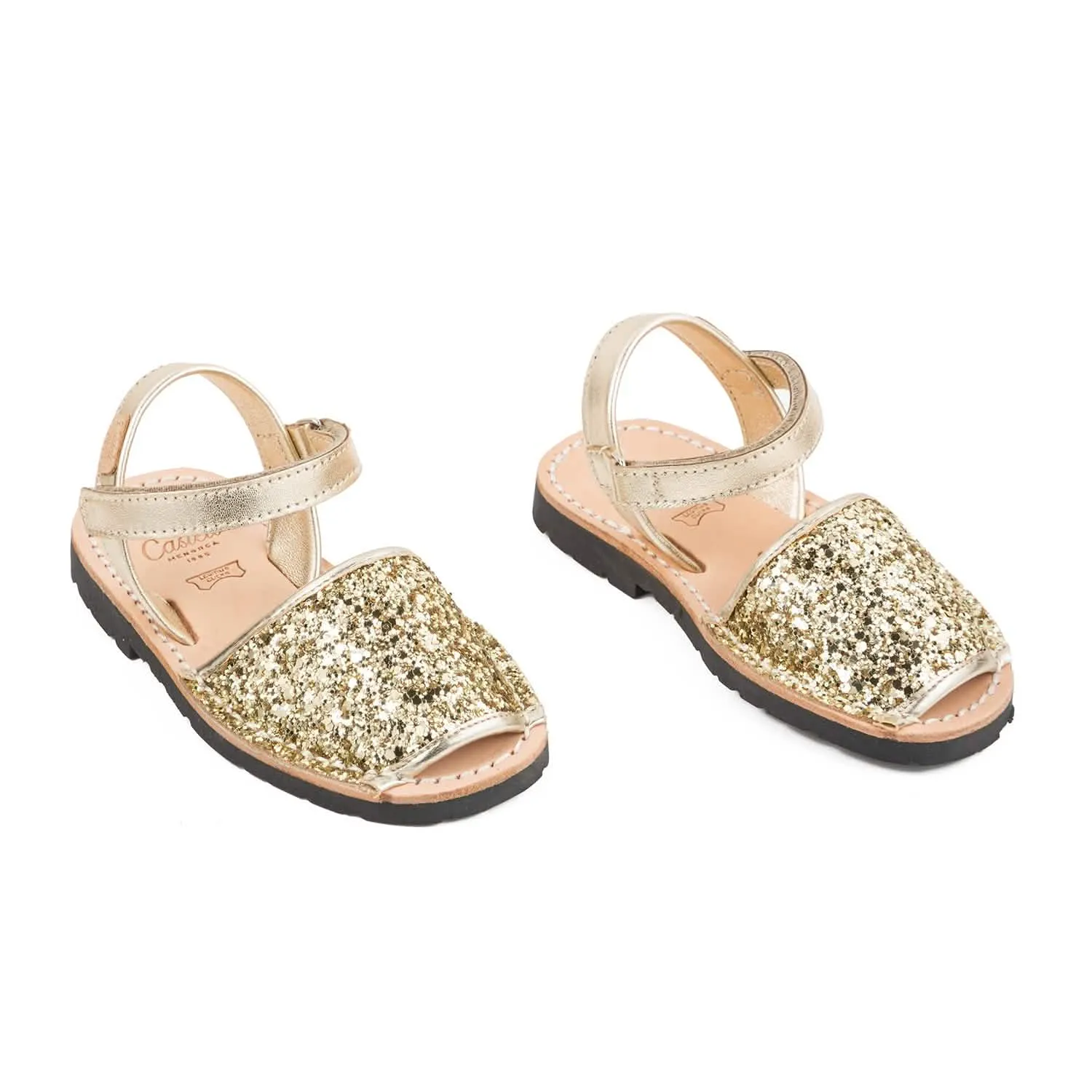 Iker 1002R Glitter Leather Open Toe Kids Sandal