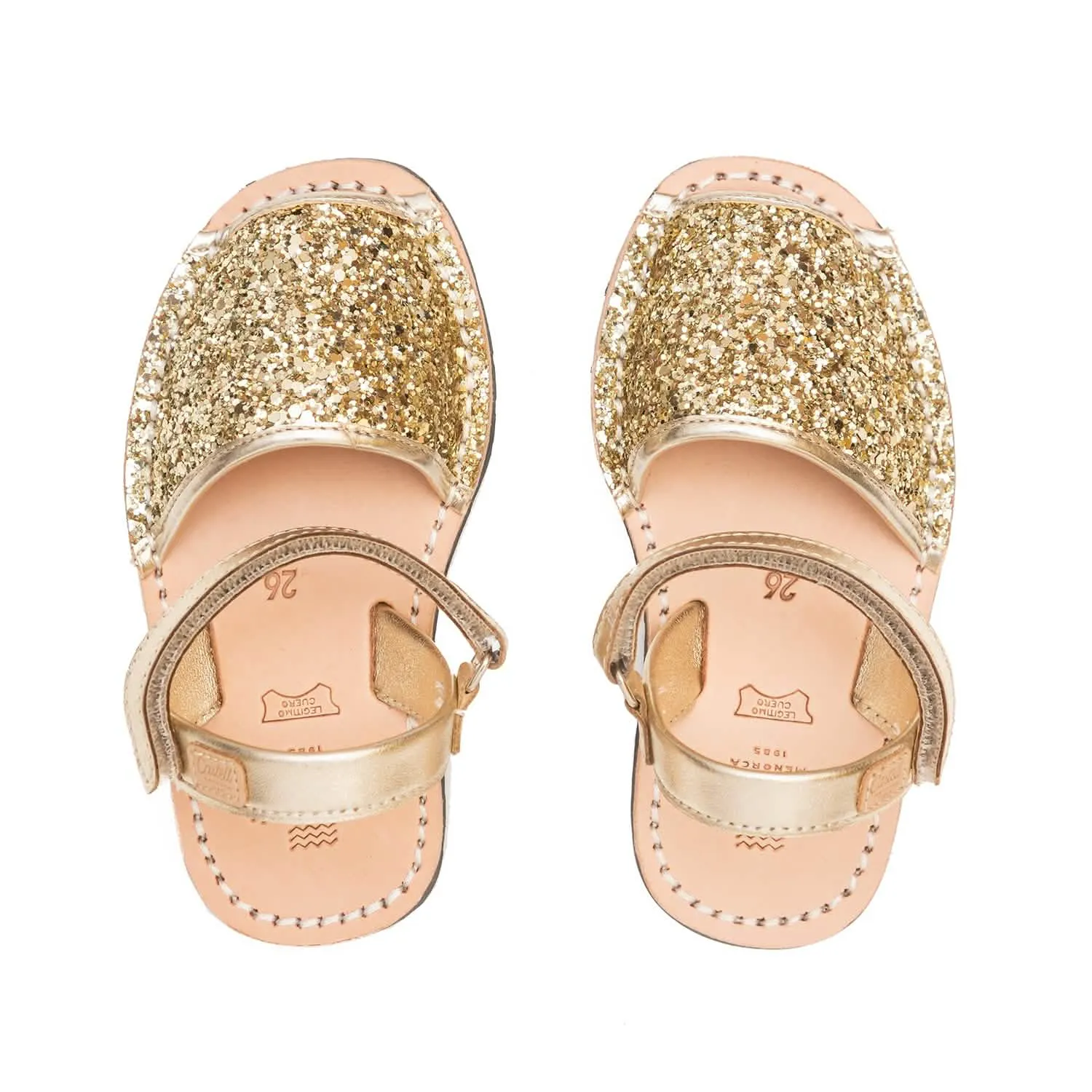 Iker 1002R Glitter Leather Open Toe Kids Sandal