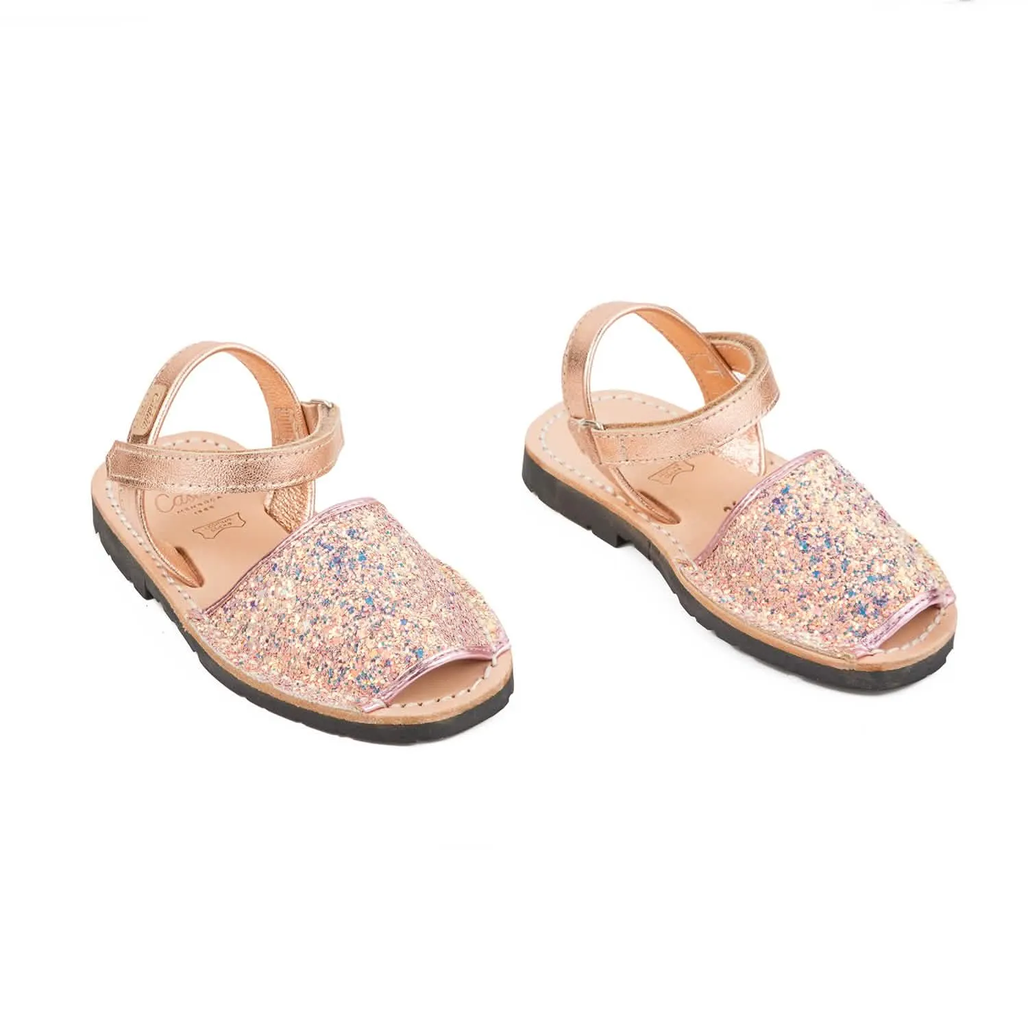 Iker 1002R Glitter Leather Open Toe Kids Sandal