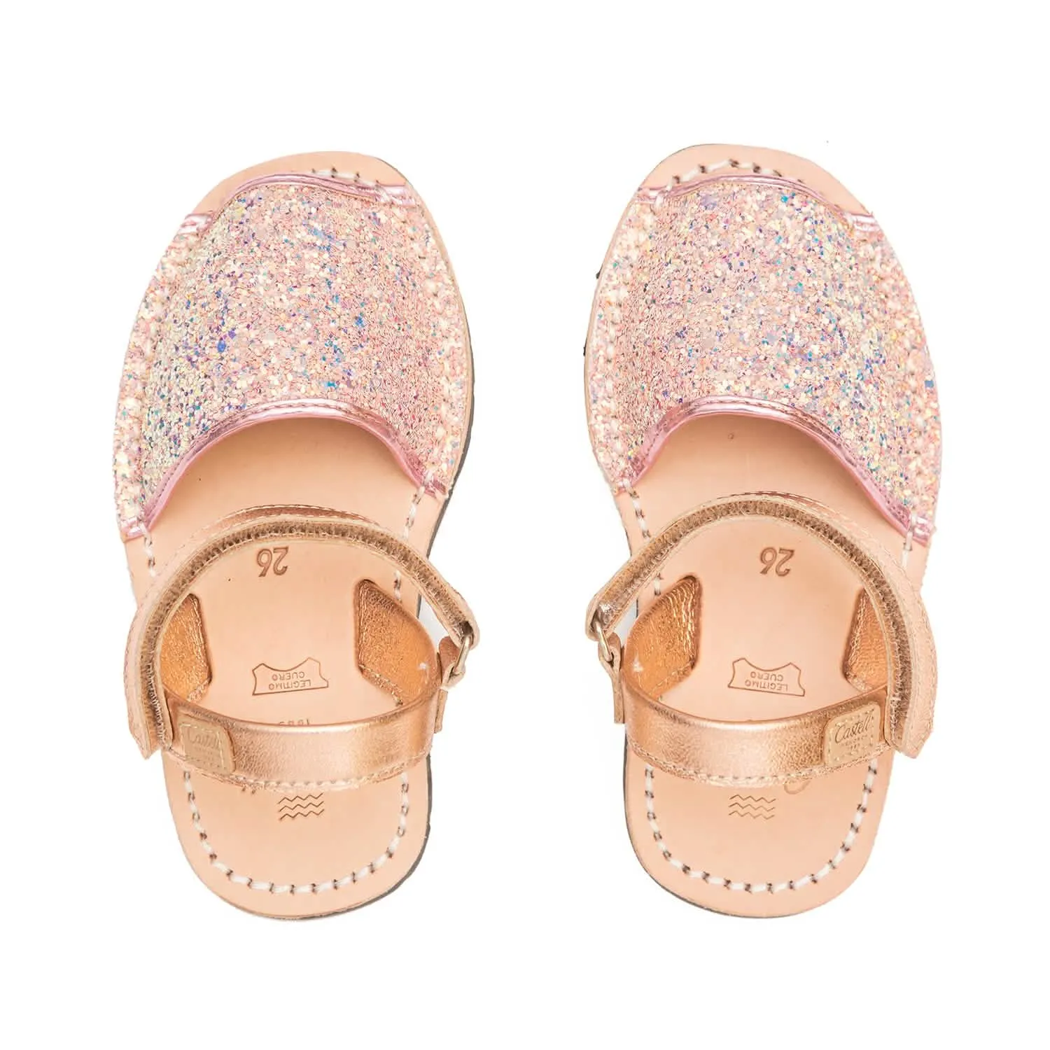 Iker 1002R Glitter Leather Open Toe Kids Sandal