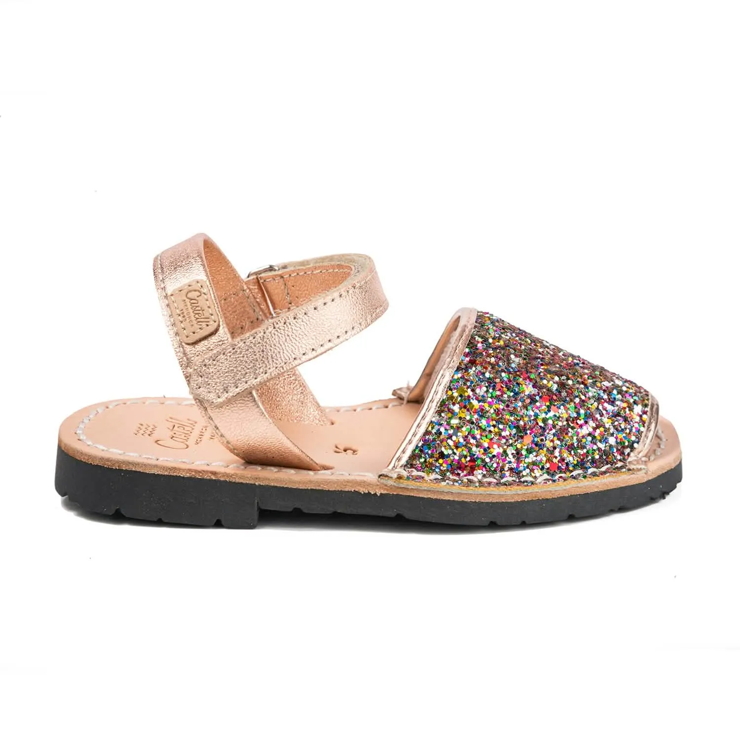 Iker 1002R Glitter Leather Open Toe Kids Sandal