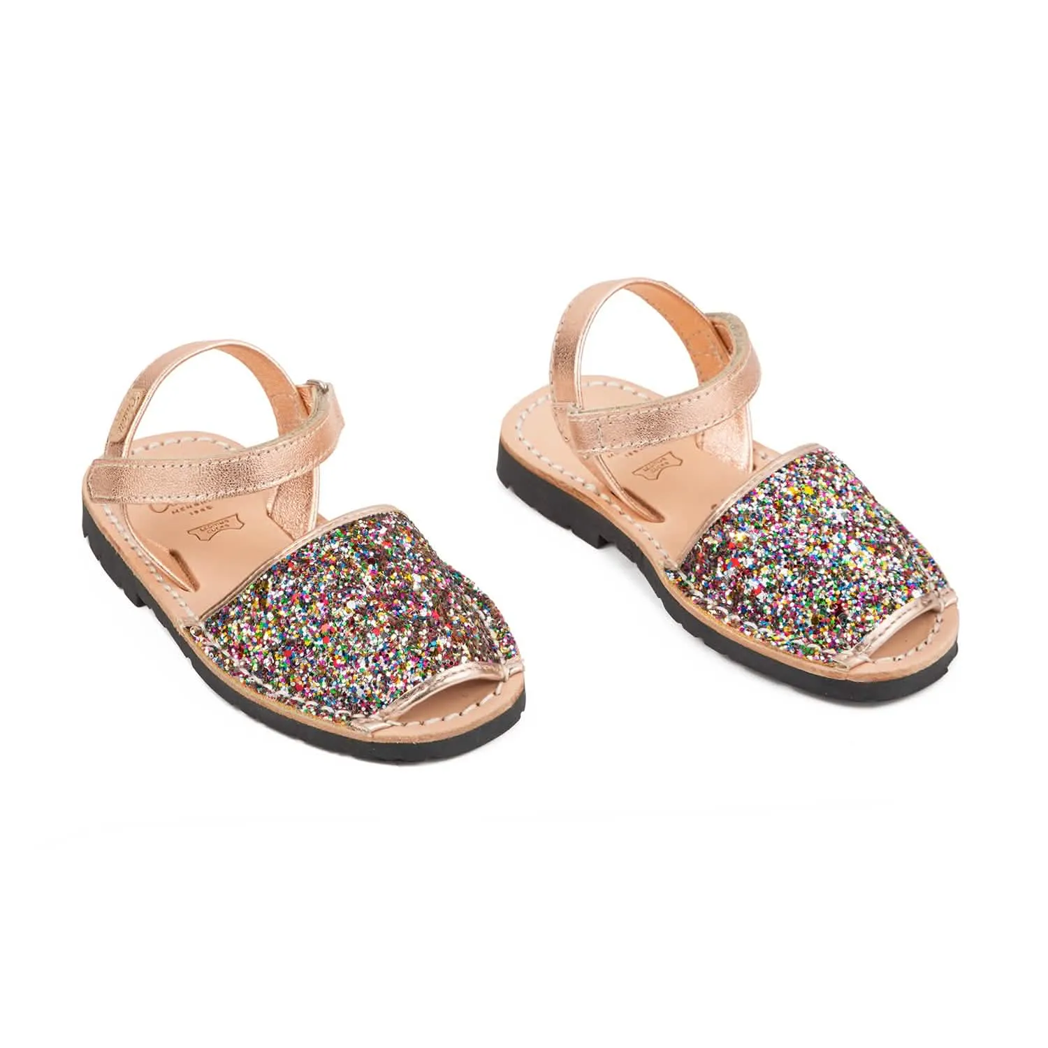 Iker 1002R Glitter Leather Open Toe Kids Sandal