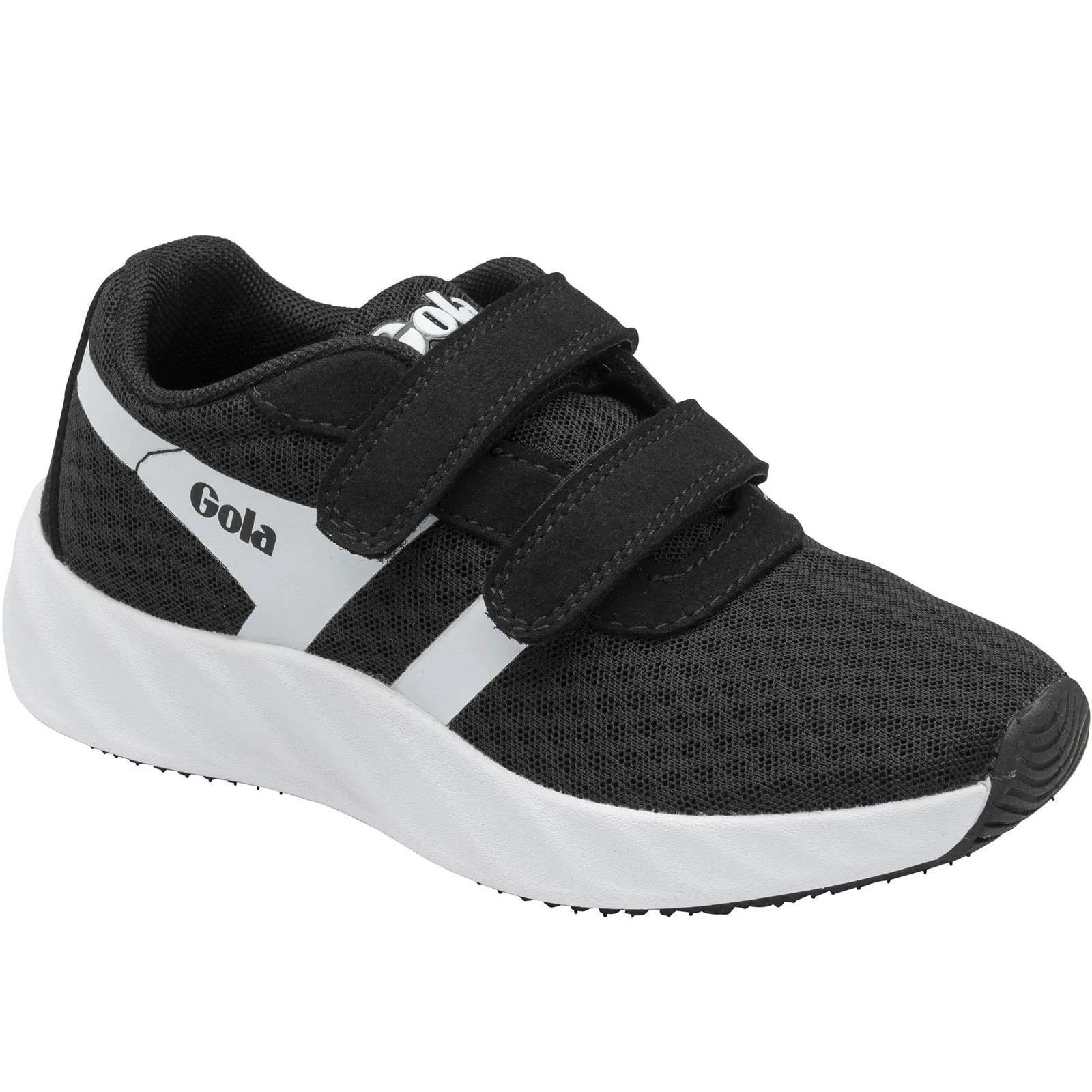 Gola Performance Kids Draken Twin Bar QF Hook & Loop Trainers - Black/White