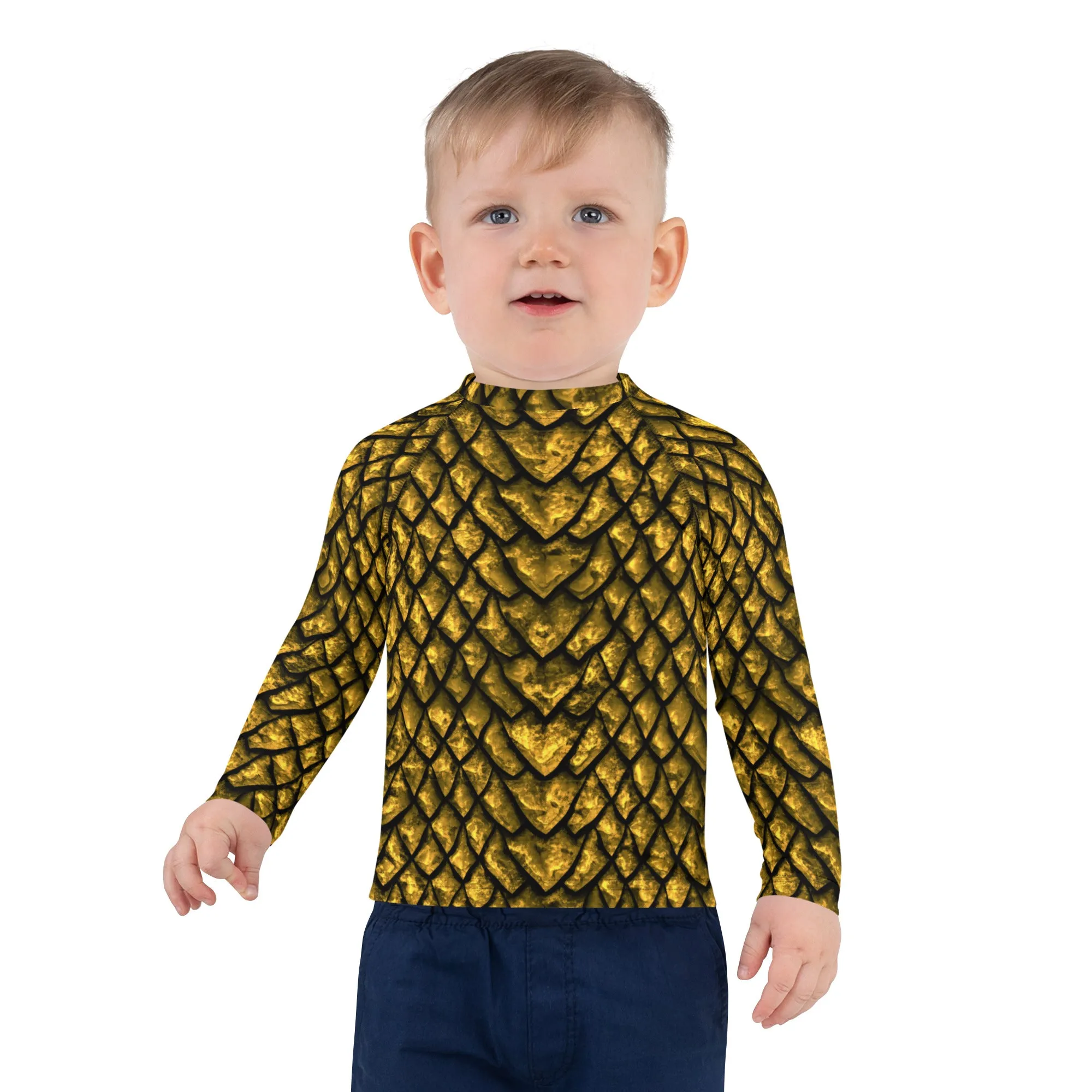 Gold Dragon Scale Kids' Rash Guard