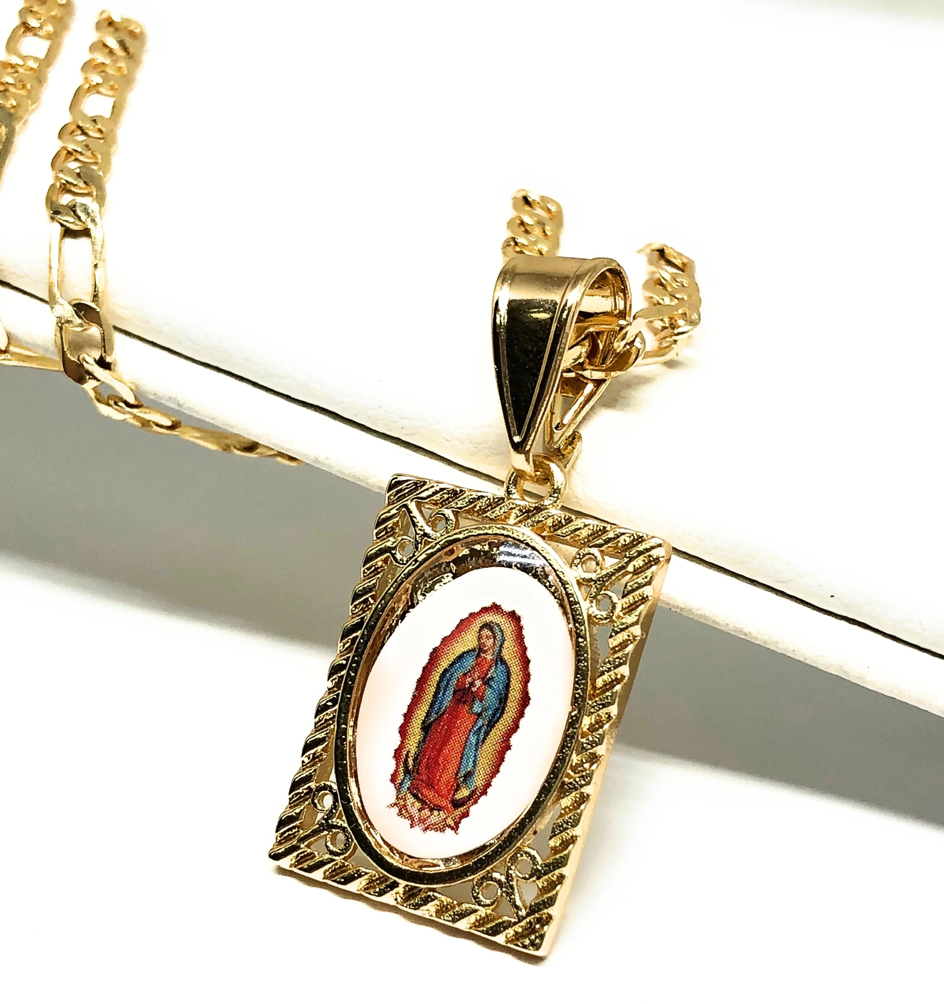 Gold Plated Children's Virgin Mary Pendant Necklace