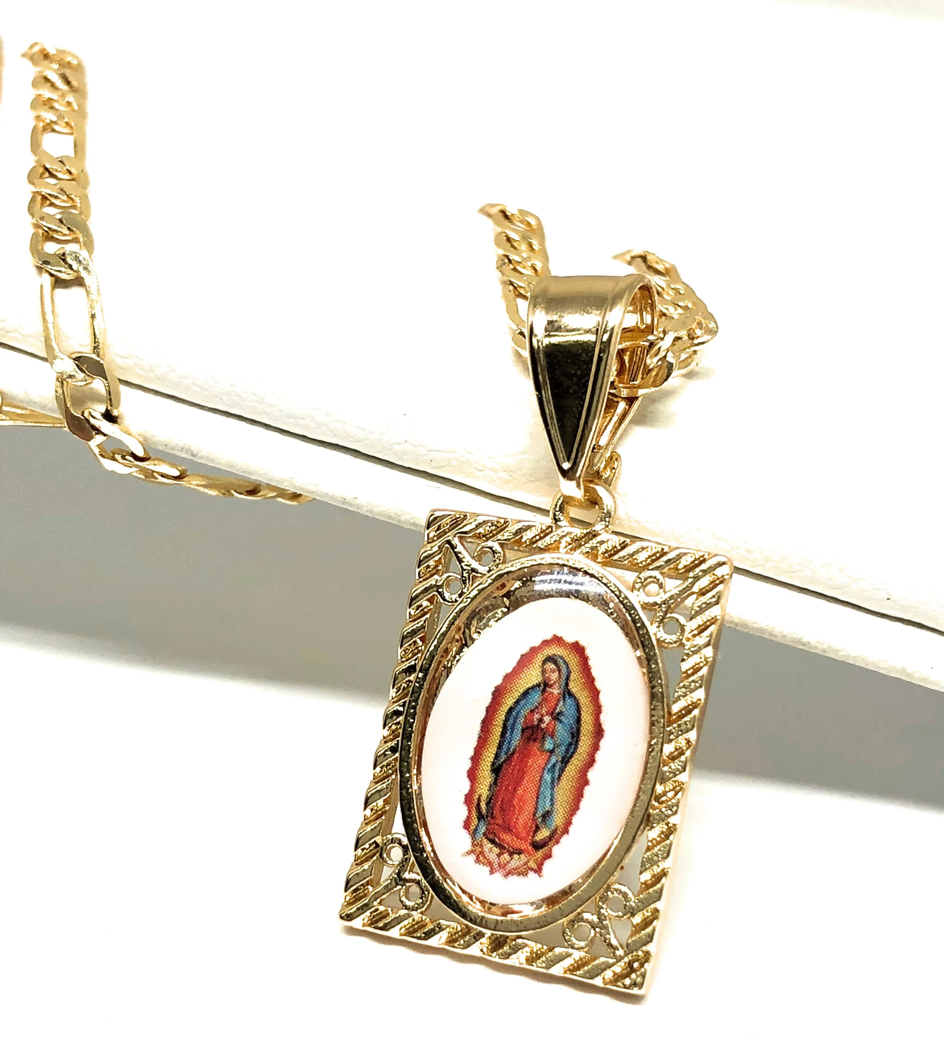 Gold Plated Children's Virgin Mary Pendant Necklace