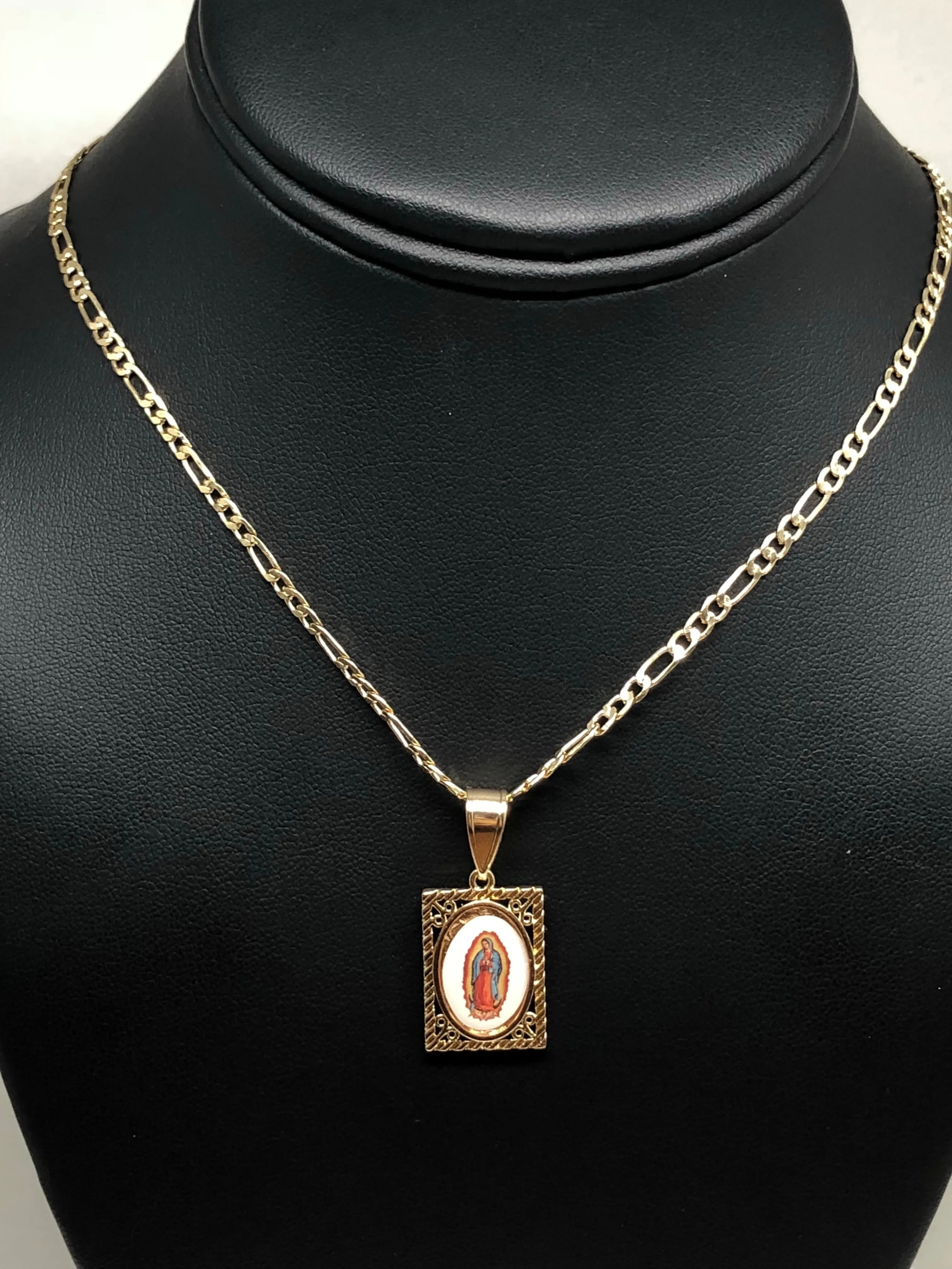 Gold Plated Children's Virgin Mary Pendant Necklace