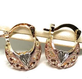 Gold Plated Tri-Color Children's Basket Earrings