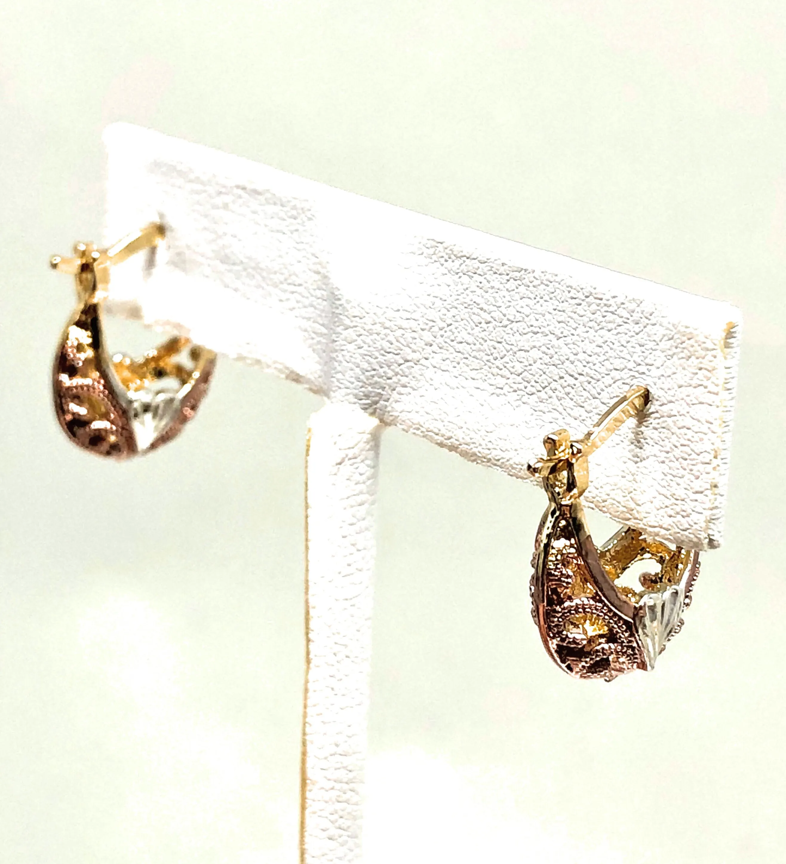 Gold Plated Tri-Color Children's Basket Earrings