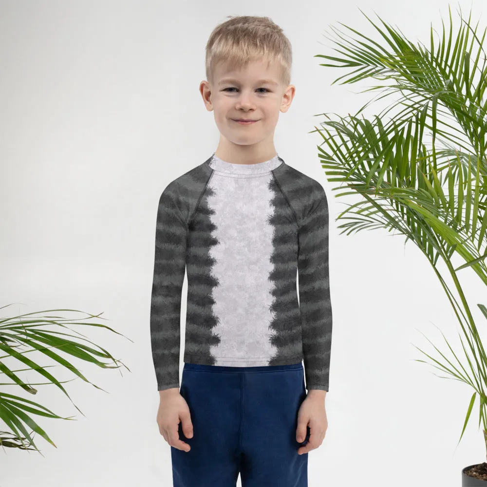 Grey Tabby Cat Fur Print Kids' Rash Guard