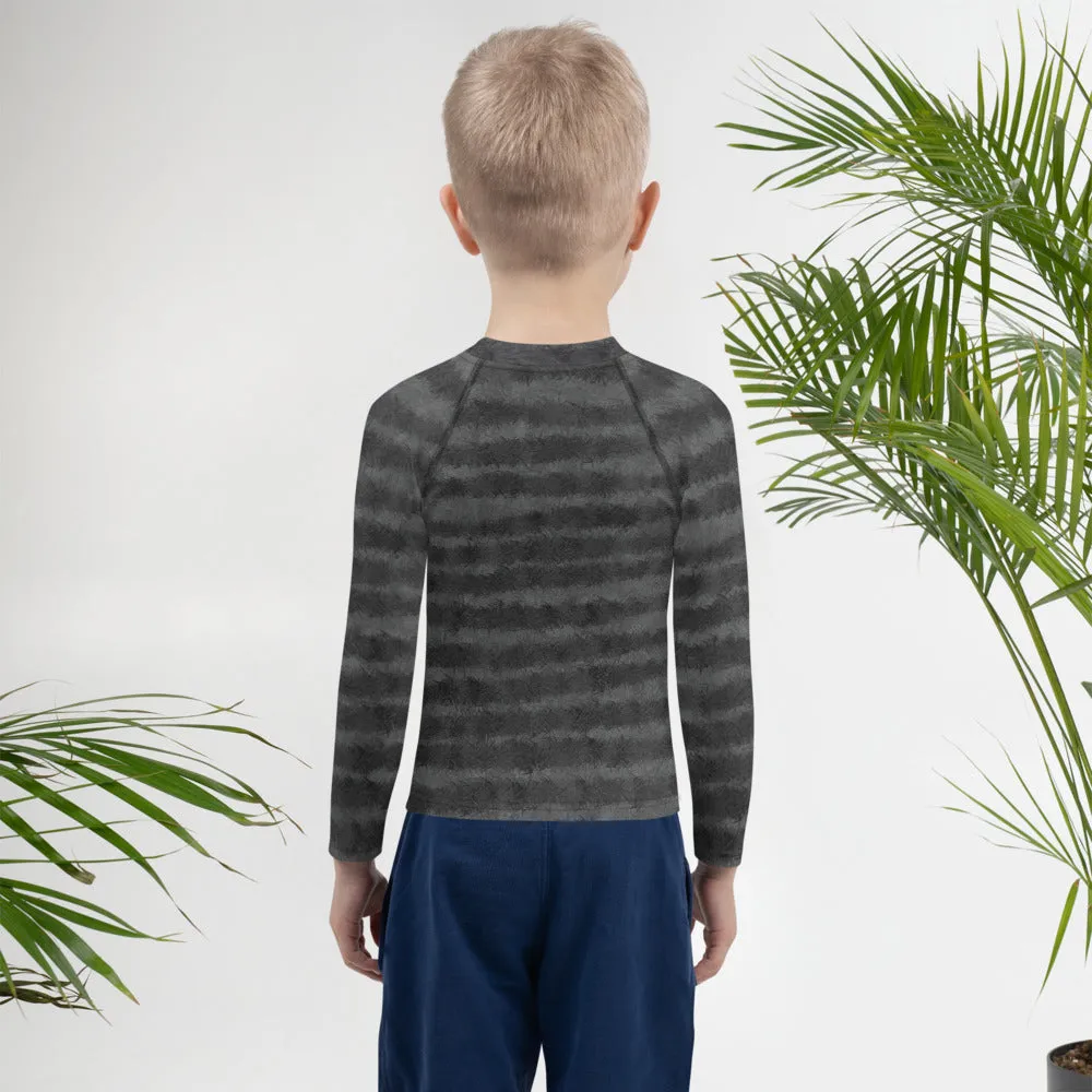 Grey Tabby Cat Fur Print Kids' Rash Guard