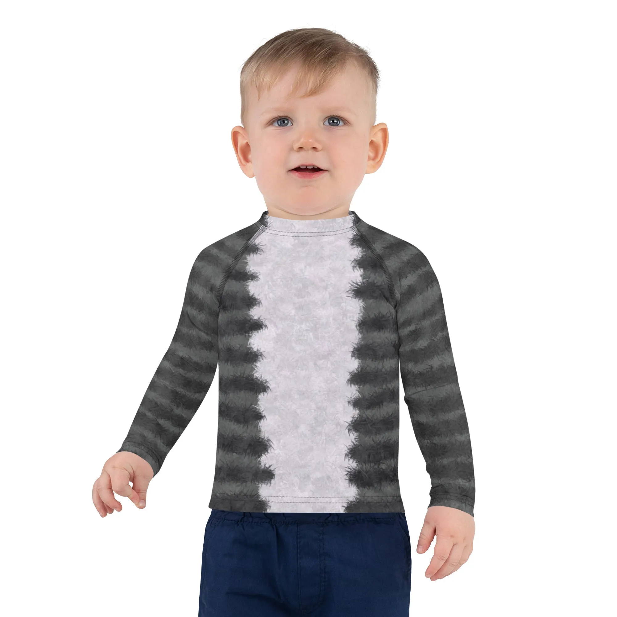 Grey Tabby Cat Fur Print Kids' Rash Guard