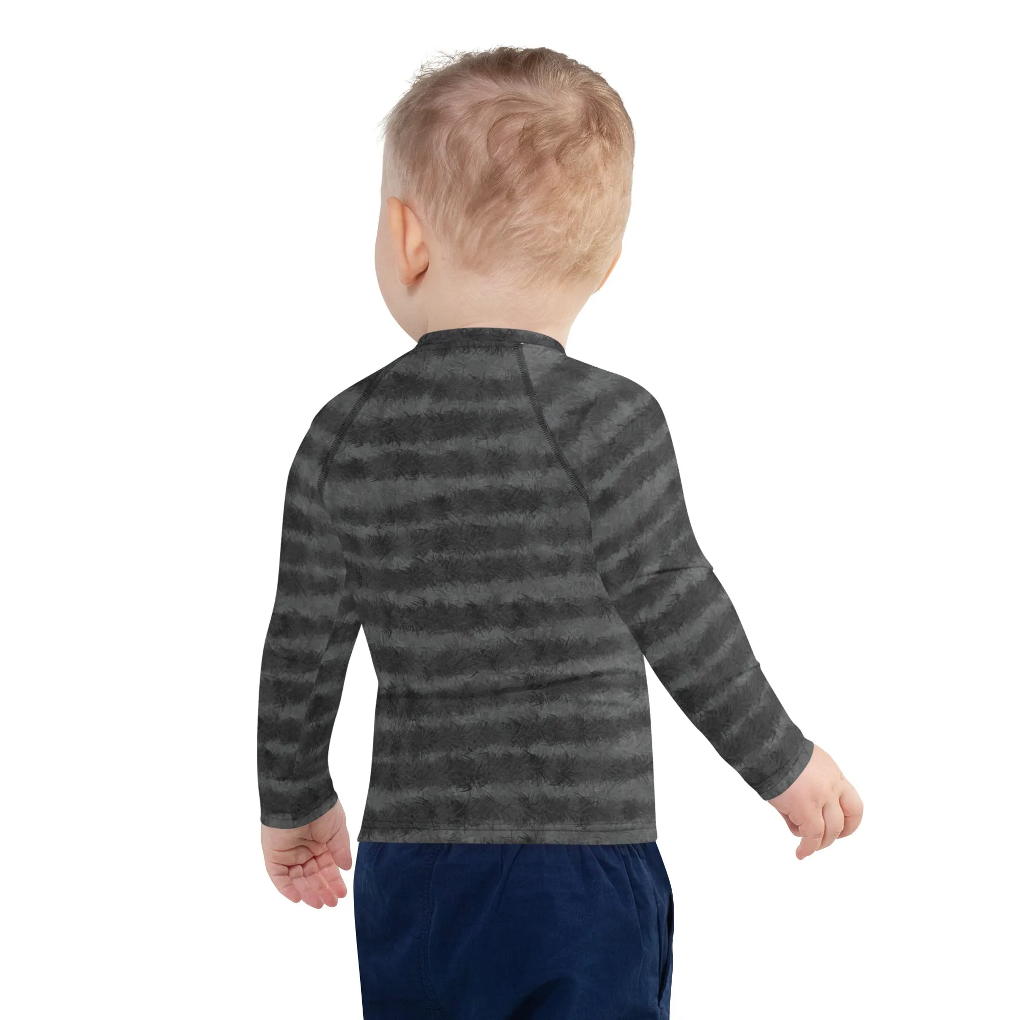 Grey Tabby Cat Fur Print Kids' Rash Guard