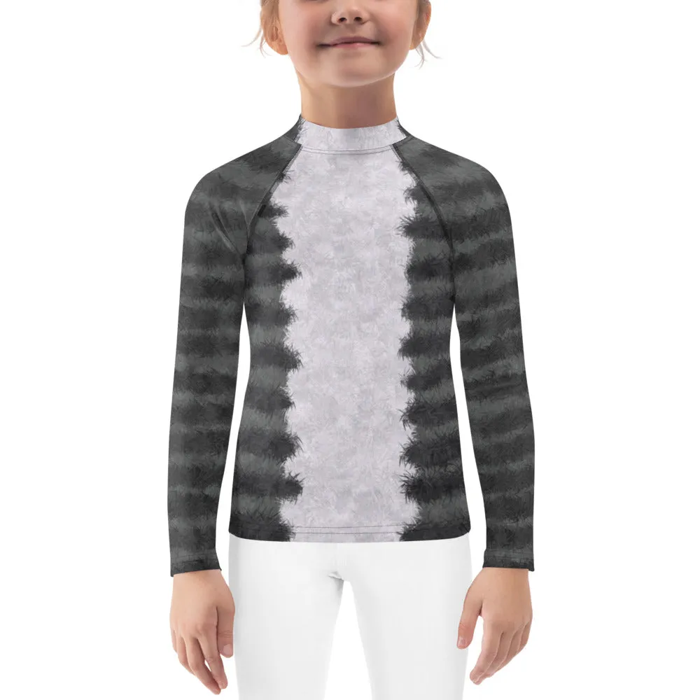 Grey Tabby Cat Fur Print Kids' Rash Guard