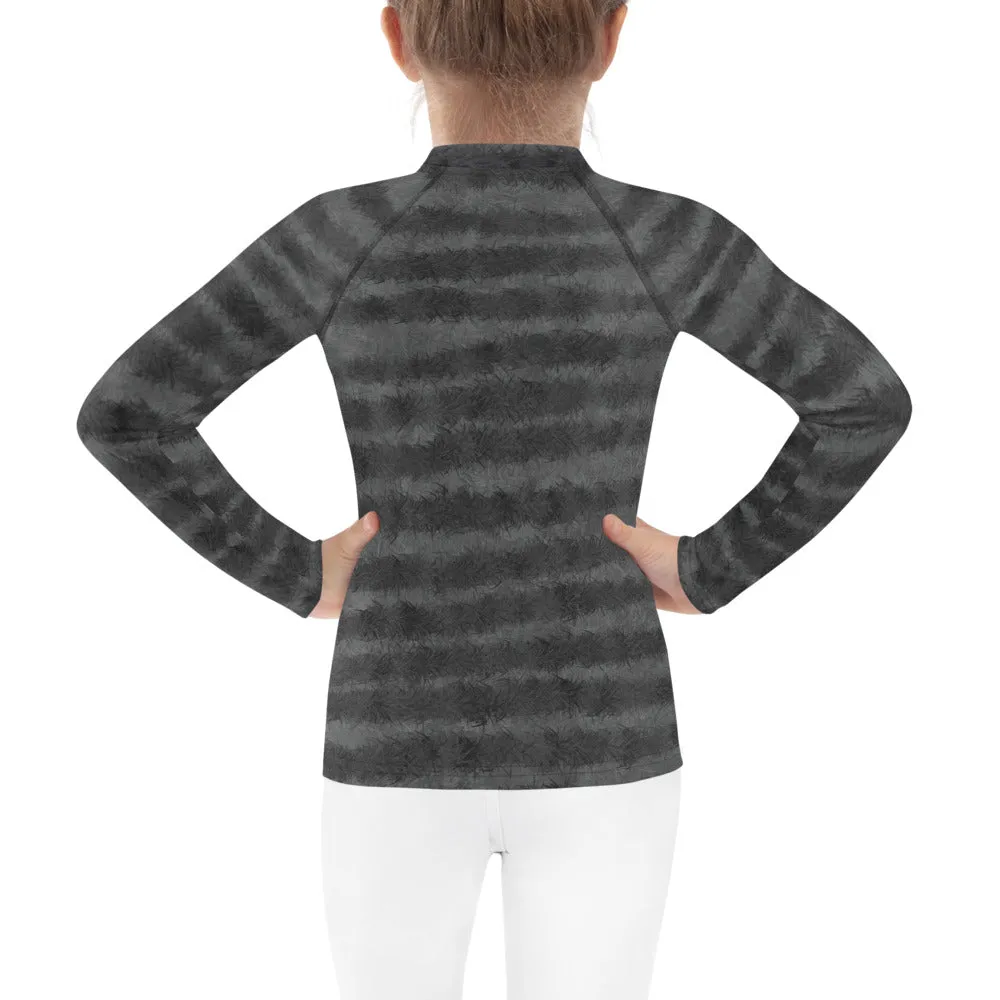 Grey Tabby Cat Fur Print Kids' Rash Guard