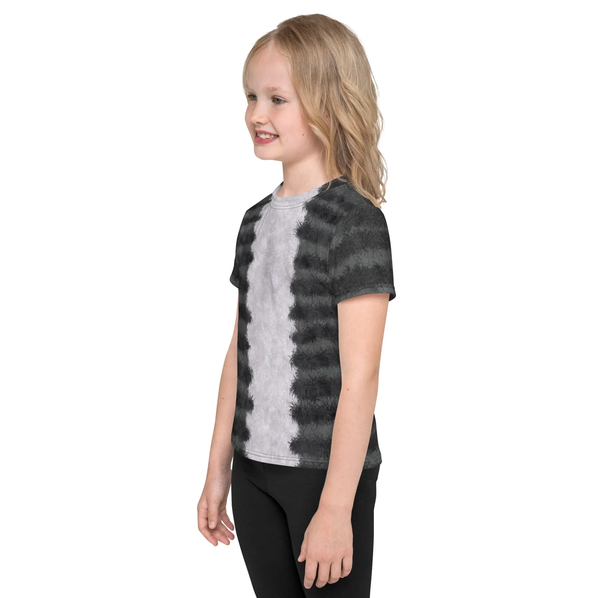 Grey Tabby Cat Fur Print Kids' T-shirt