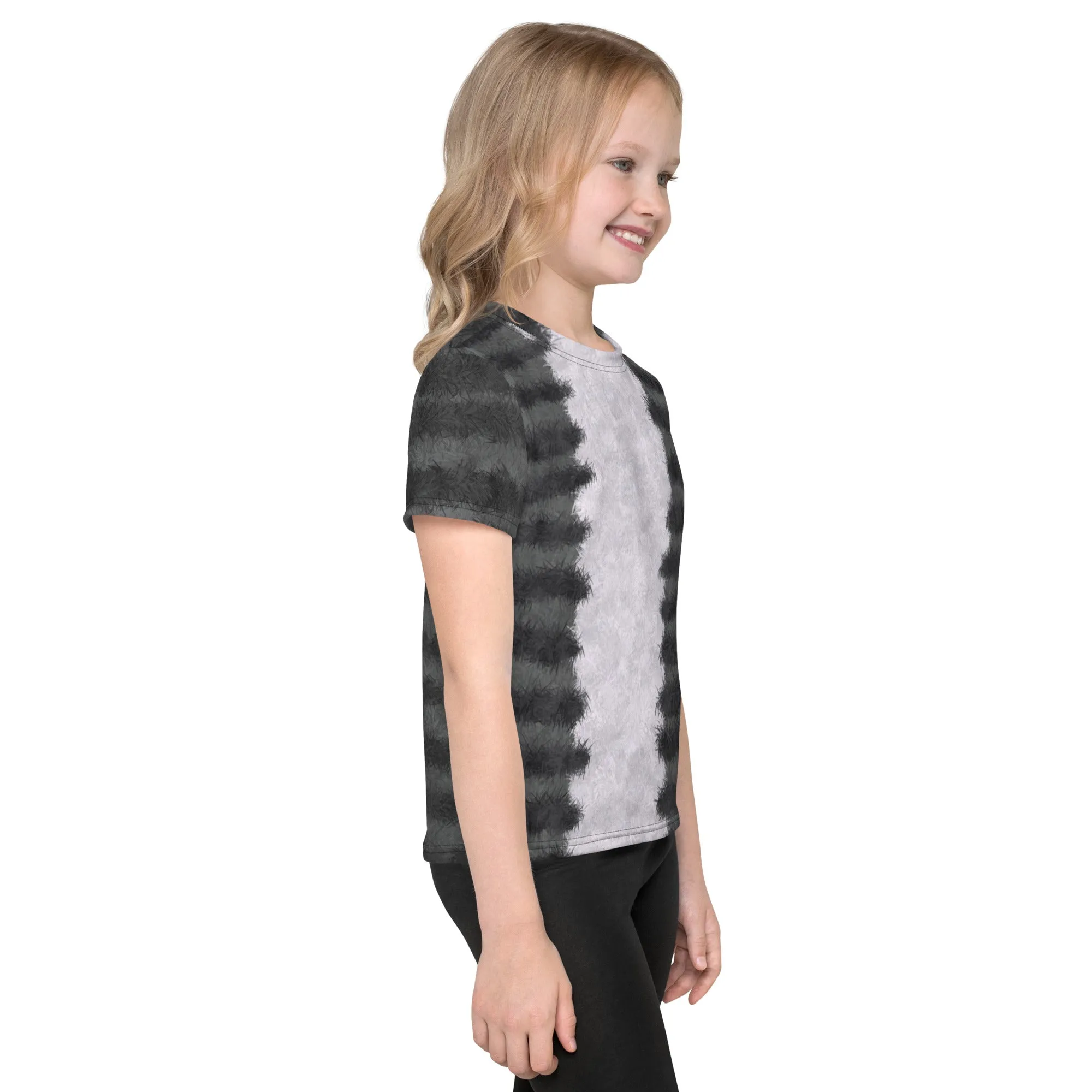 Grey Tabby Cat Fur Print Kids' T-shirt