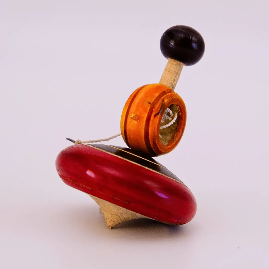 Handmade Small Wooden Spinning Top (Random Color)