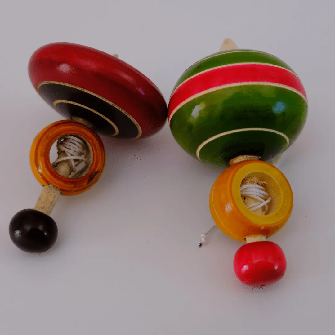 Handmade Small Wooden Spinning Top (Random Color)