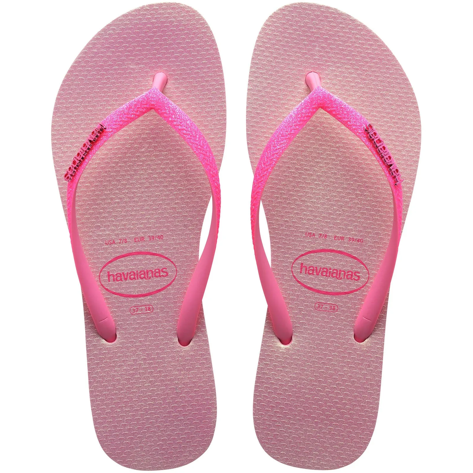 Havaianas Kids Square Glitter Neon Flip Flops