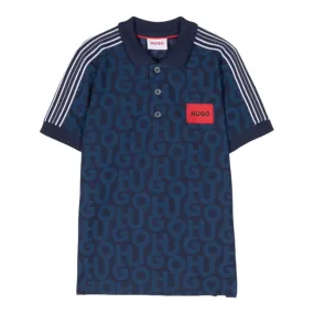 HUGO by Hugo Boss Kids Piqué Monogram Side Stripe Polo Shirt