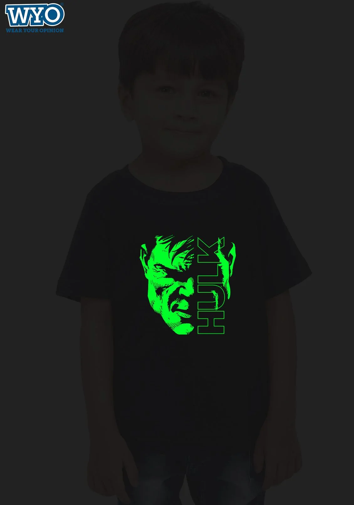 Hulk Face Glow In Dark Kids T-Shirts