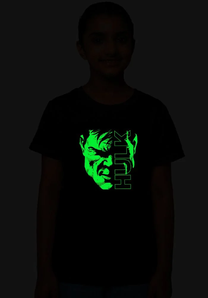 Hulk Face Glow Sr Kids T-Shirt